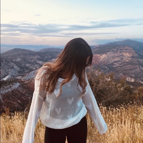 POL Ivory Fresh Breezy Heart Open Weave Sweater - Picture 6 of 6